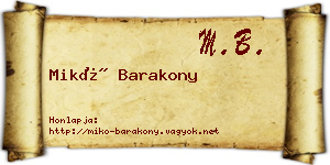 Mikó Barakony névjegykártya